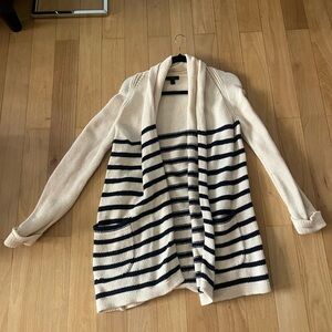 Striped J. Crew Cream and navy Women's Sweater small